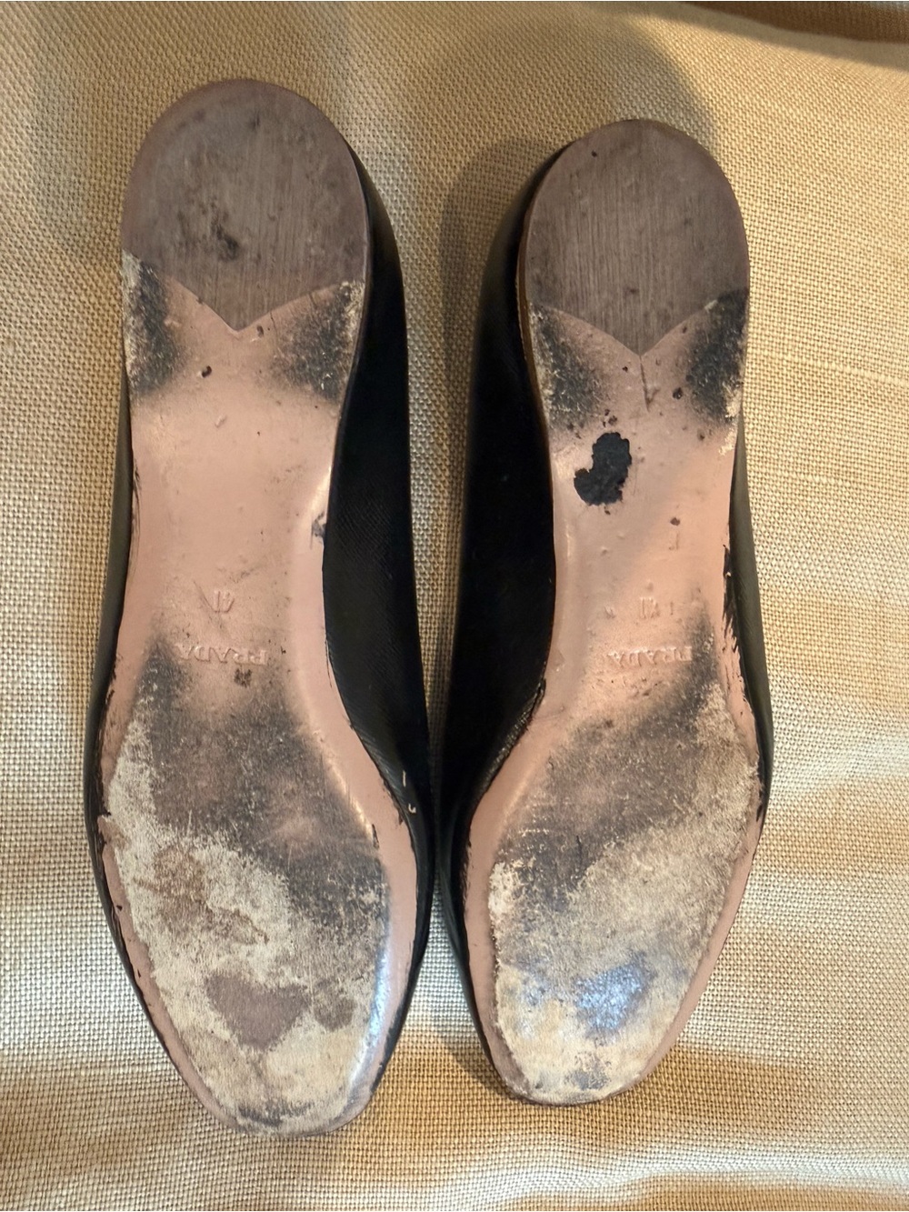 Prada Black Saffiano Leather Loafers with Gold Logo - Picture 4 of 5